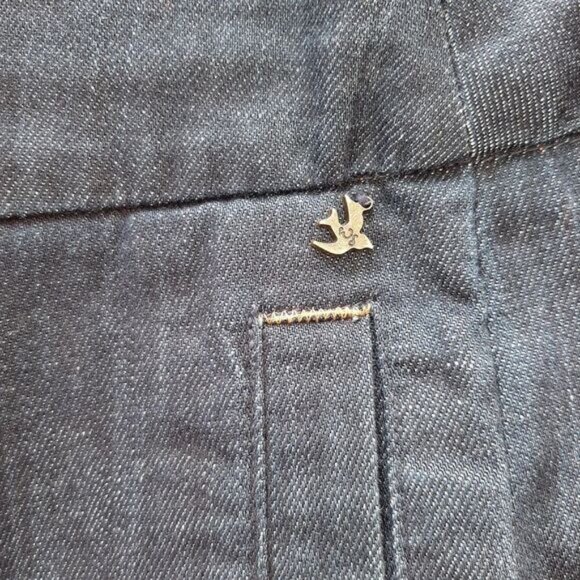 WHITE STUFF / Blue Jean Short Mini Skirt Decorative Stitching Detail Sz 16 - Picture 9 of 9